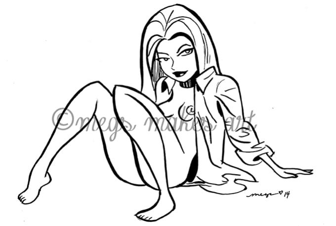 Draw sexy inked sketch cards, bruce timm style by Megsmakesart | Fiverr