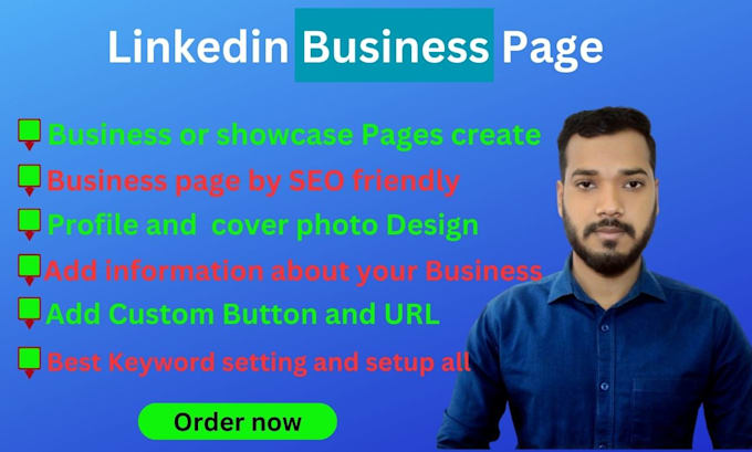 create a linkedin business page, showcase page, and setup
