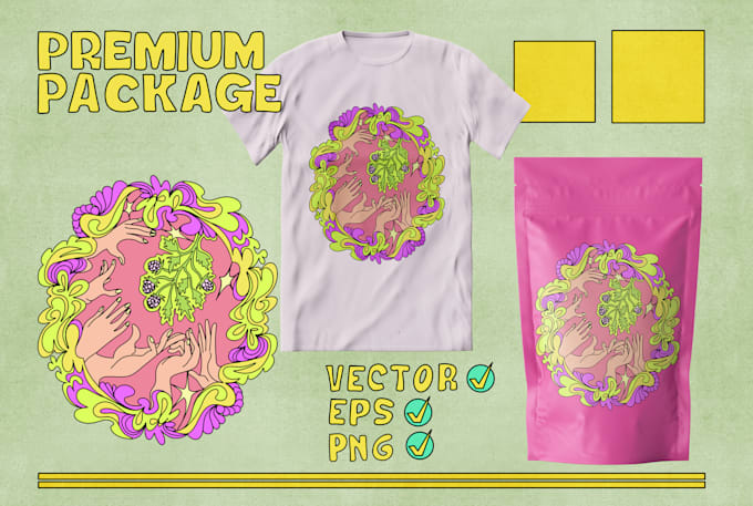draw a unique psychedelic vintage retro logo art