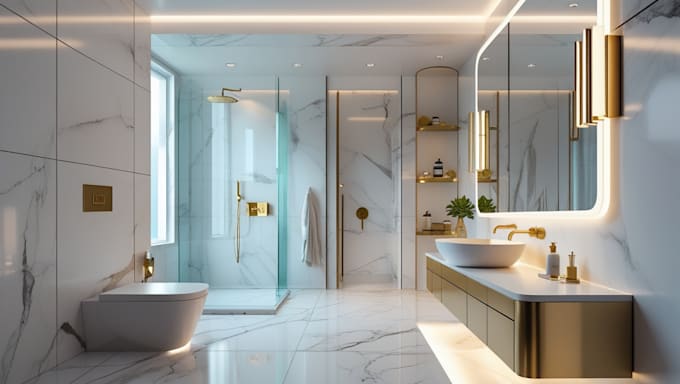 do realistic 3d bathroom rendering