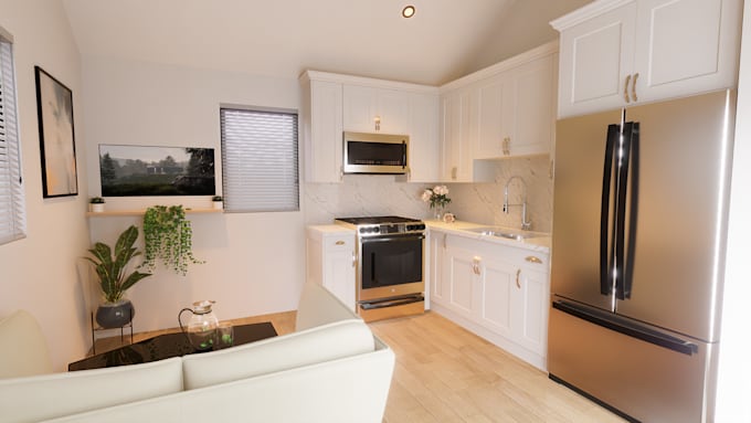 design 3d kitchen interior and custom closet rendering