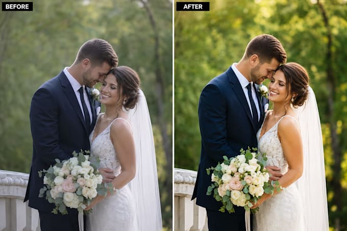 professionally retouch and enhance wedding photos in photoshop