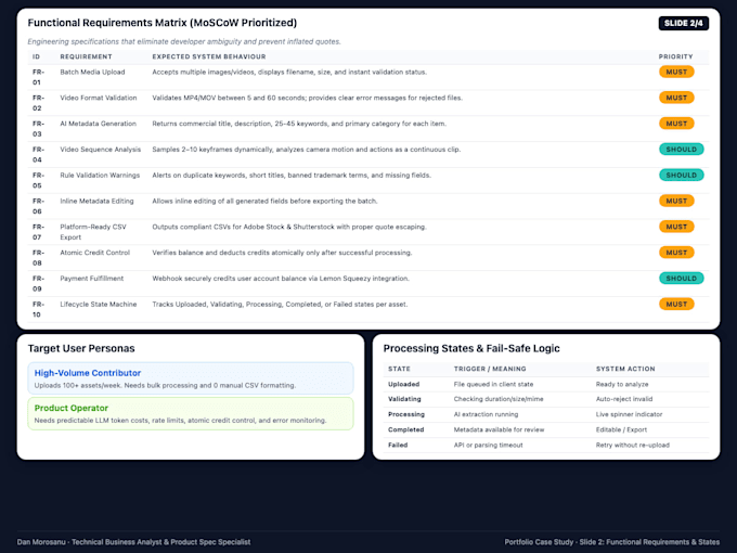 write a developer ready mvp technical prd and user stories