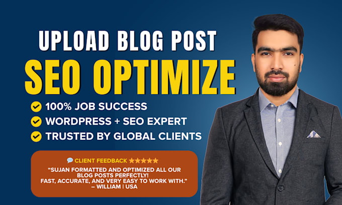 upload and SEO optimize your wordpress blog posts as your virtual assistant