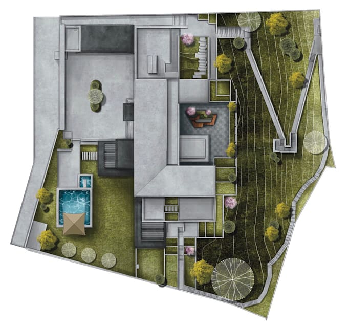 draw architectural landscape plan sketch