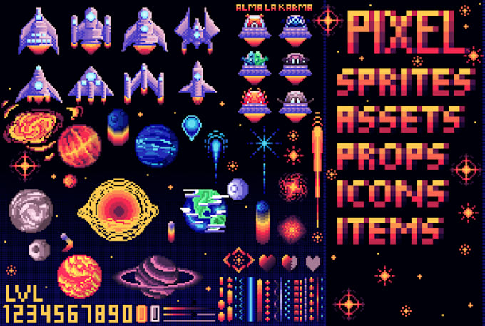 draw pixel items, props, icons, avatars, characters