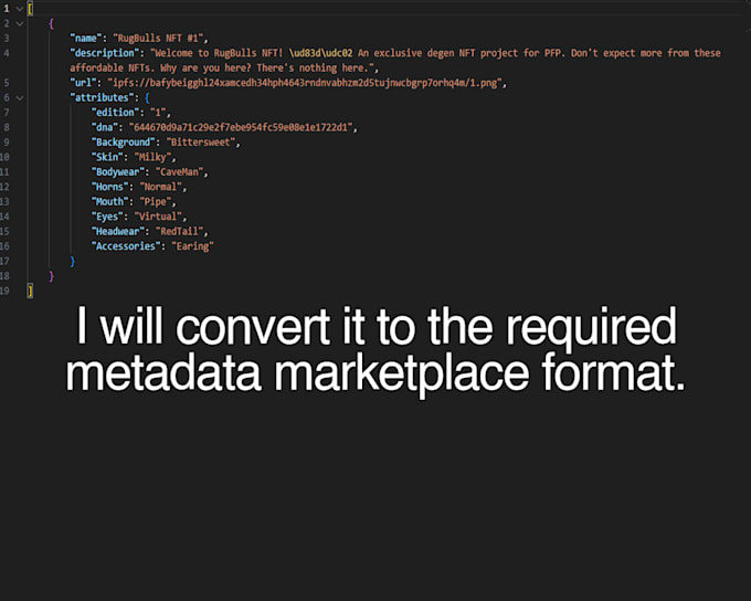 convert your nft metadata to market require metadata format