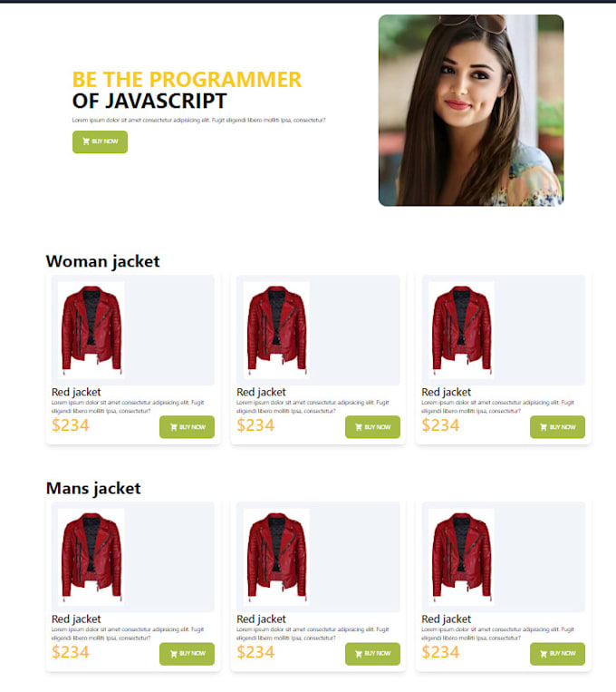 Be your frontend and backend web developer, html css javascript react ...