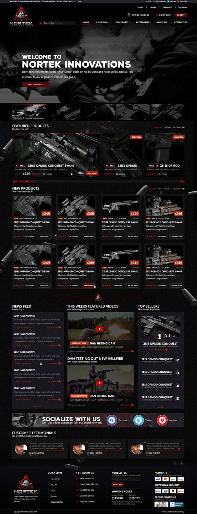 wordpress,ecommerce,shopify, dynamic firearm and fitness website
