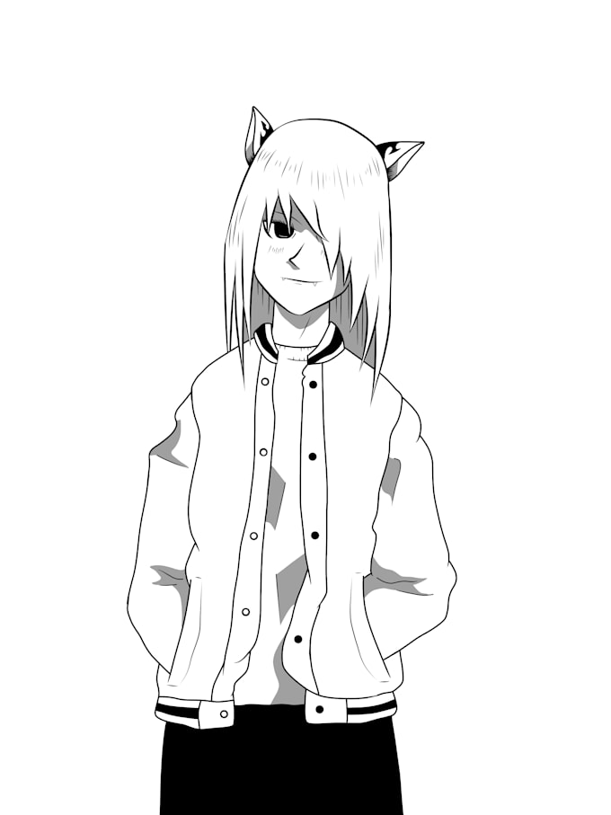 draw anime black and white monochrome for you