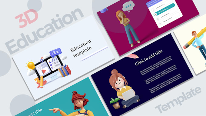 education template and 3d cartoonist slides