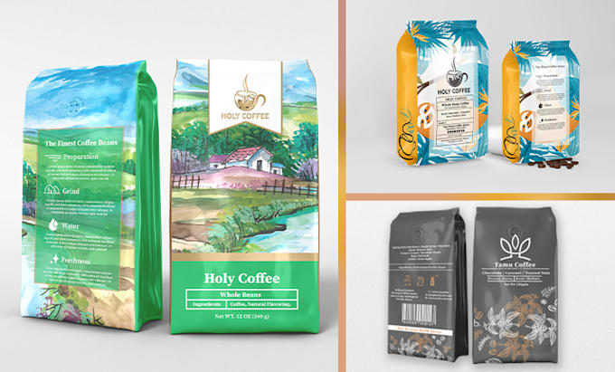 create coffee label , coffee bag and coffee packaging