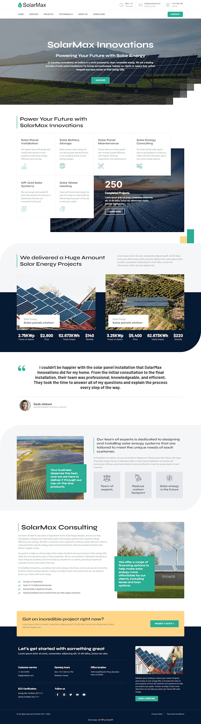 design solar company website on wordpress with elementor pro