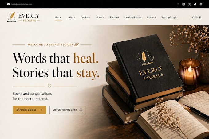 build author website, politics website, landing page in wordpress, squarespace