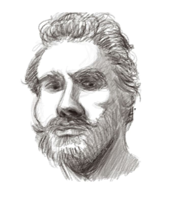 Draw a digital portrait sketch by Artbypell Fiverr