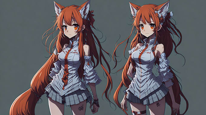 use ai to create full body portrait of anime kitsune girl