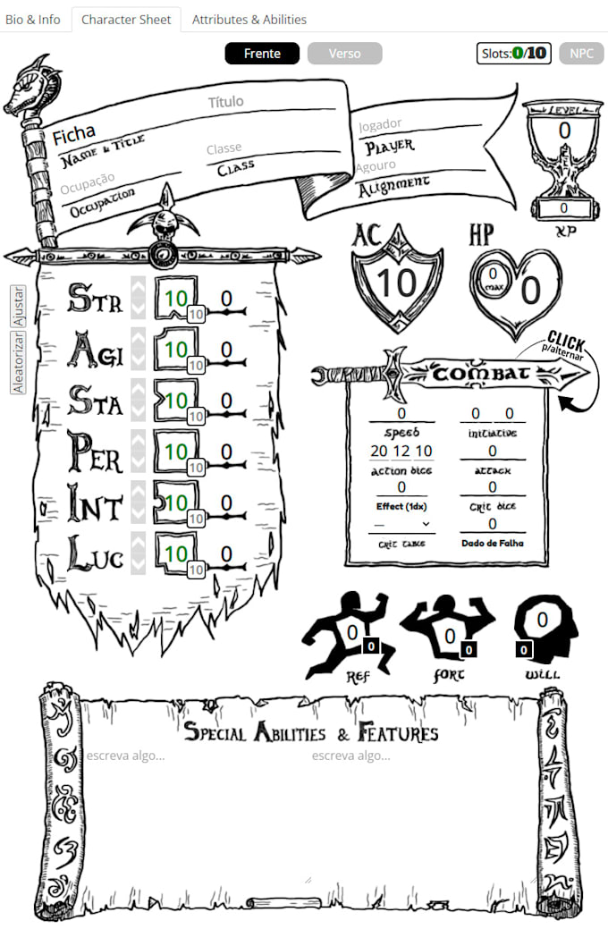 Create and customize your basic roll20 rpg system sheets by Pktome Fiverr