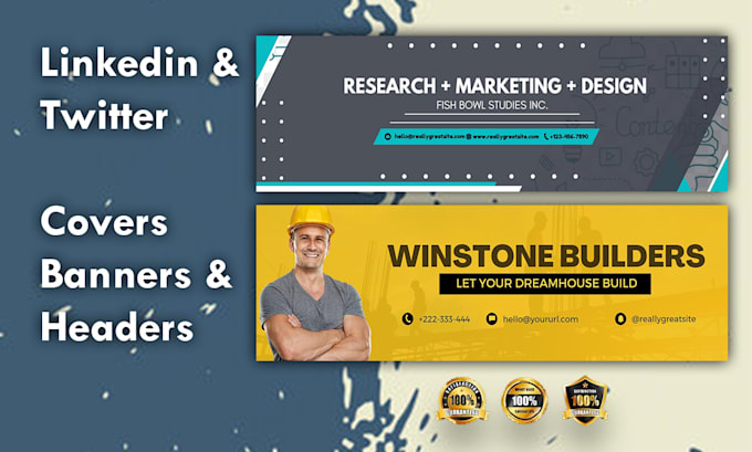 do linkedin, twitter cover, banner and header