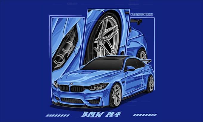 draw automotive car illustration vector tshirt merch design