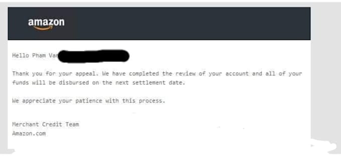 appeal to release withheld funds from amazon account