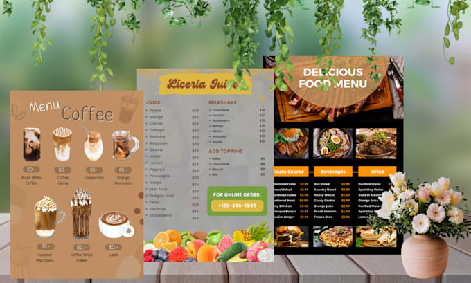 Design modern menu cards by Zaibaprincess | Fiverr
