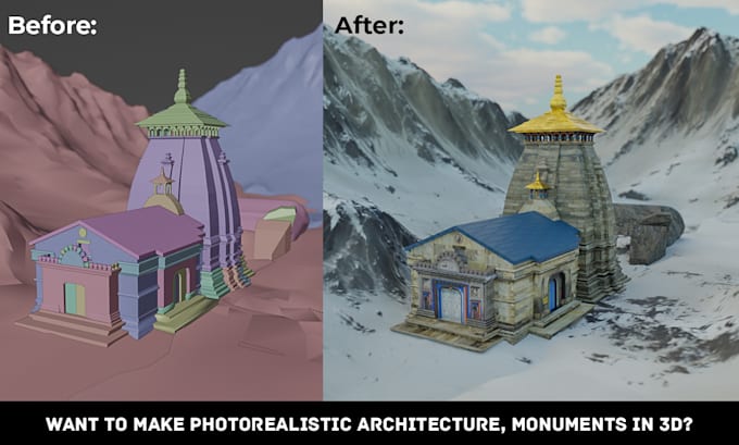 design monuments or temples in blender 3d for you