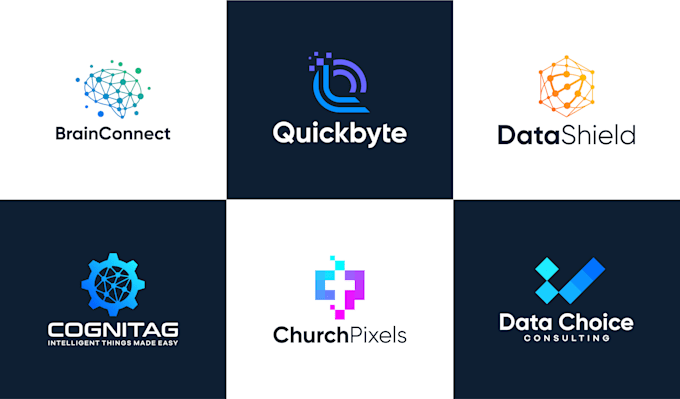 design modern startup, technology, and cyber security logo