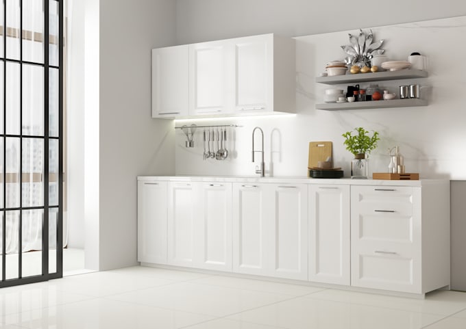 do exclusive kitchen interior design with realistic 3d renders