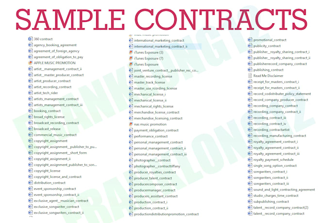 give you a package of music business contracts