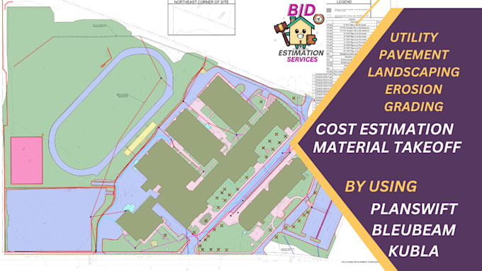 estimate site improvement, utility, demolition, erosion control, landscaping