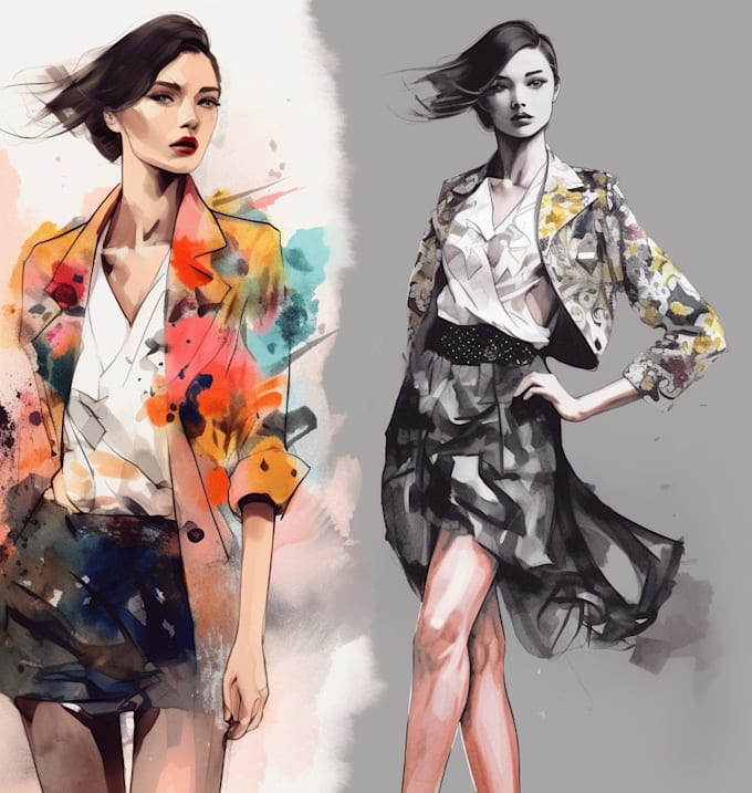 Draw and paint a fashion illustration or sketch by Gaaloon512 | Fiverr
