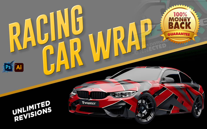 create racing car wrap, itasha wrap design with extreme creativity