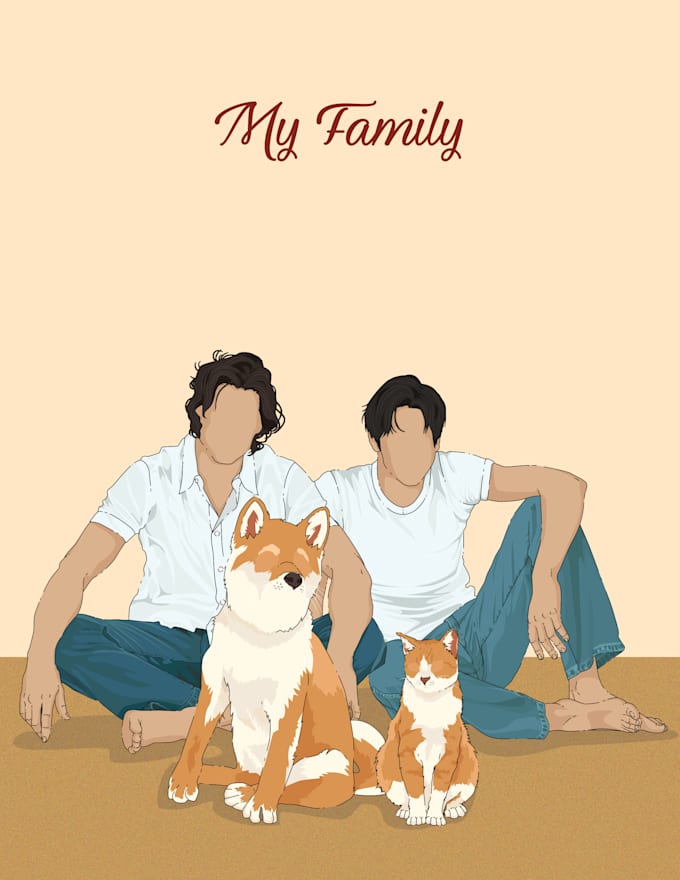 do faceless portrait for you and your pets