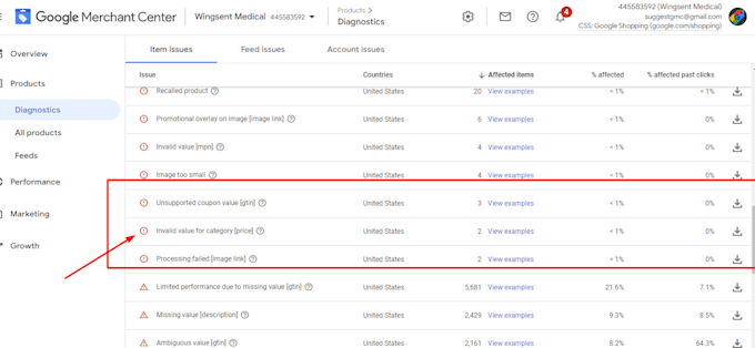 fix gmc, product feed invalid value gtin, mpn, brand recover