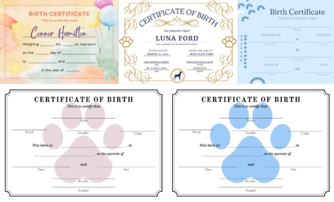 Create Dog Birth Certificate New Puppy Cat Pet Certificate By 