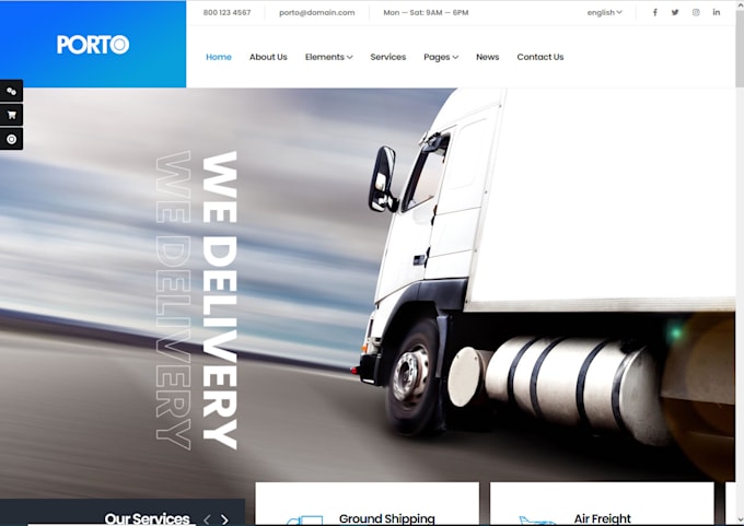 create a logistic and transportation services website