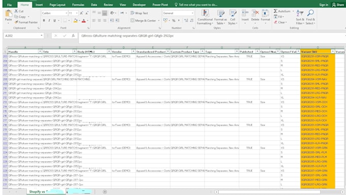 generate sku codes on CSV and do products listing for every online store