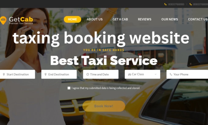 Design taxi booking chauffeur website limousine car rental booking
