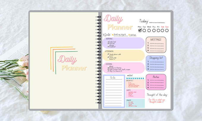 design journal, daily planner, habit tracker, calendar, etc