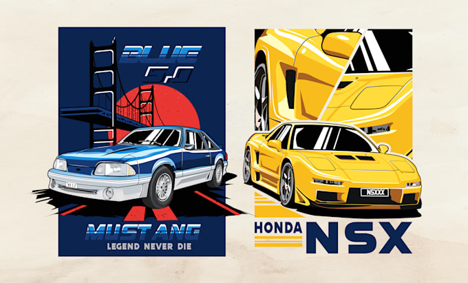 draw car automotive vehicle vector illustration for tshirt