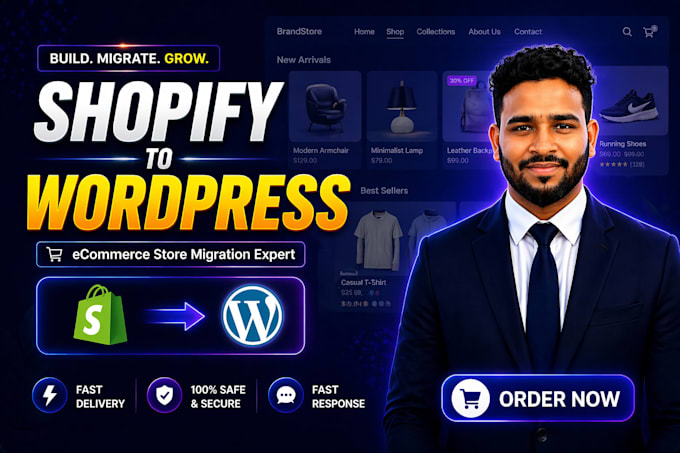 convert clone, copy, shopify to wordpress woocommerce site