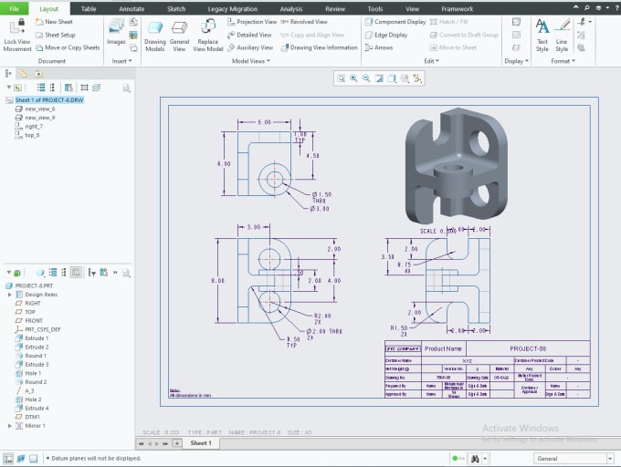Provide 2d mechanical drawings using solidworks, creo, nx by Mursaleen5 ...