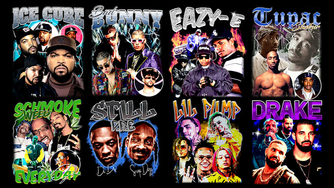design a custom 90s bootleg rap tee shirt