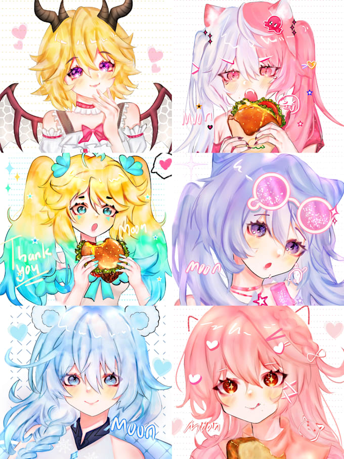 draw cute anime illustration , pfp , oc and couple