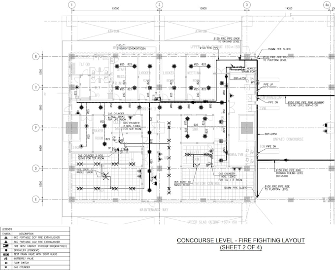 Draw fire sprinkler and hydrant system plan layout design in autocad by ...