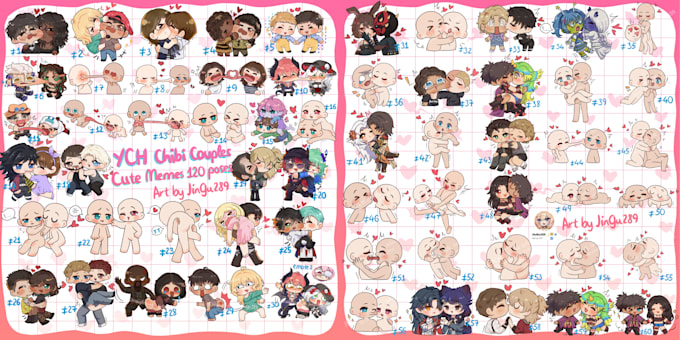 draw ych chibi couples cute memes 120 poses