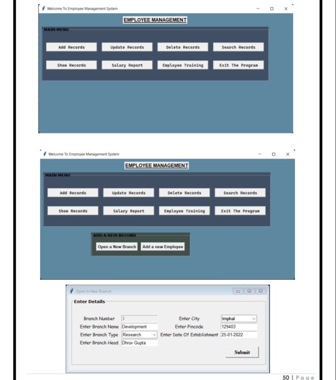 Create a full python project for class 12 cbse board using dbms by