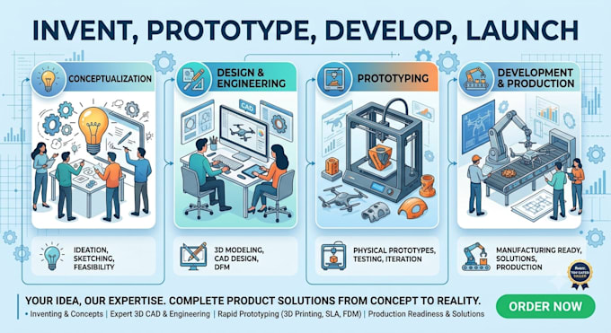 develop and produce product or idea, rapid prototyping, product development