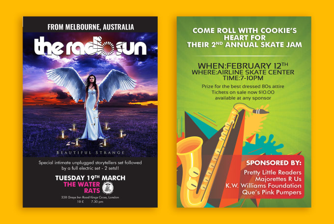 do custom business and event flyer designs on time
