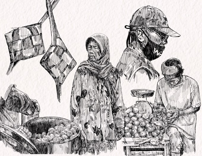 draw vintage sketch illustration for you